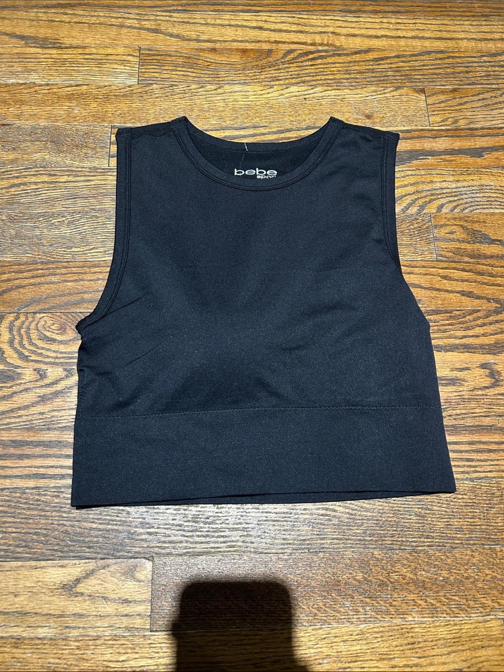 bebe Black Cropped padded Tank Top